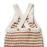 CINNAMON STRIPE ORGANIC KNITTED OVERALL