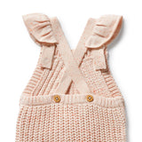 FAIRY FLOSS ORGANIC KNITTED RUFFLE OVERALLS