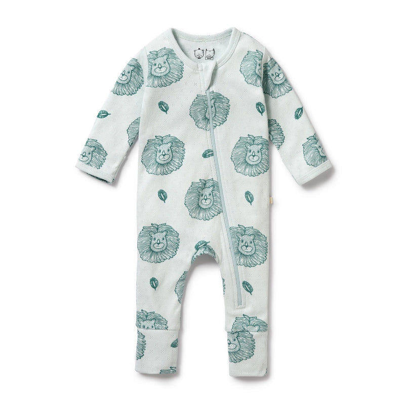 LITTLE LION ORGANIC POINTELLE ZIPSUIT