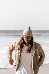 Will And Bear Tasman Beanie Wool in Fawn Mens Lifestyle Image