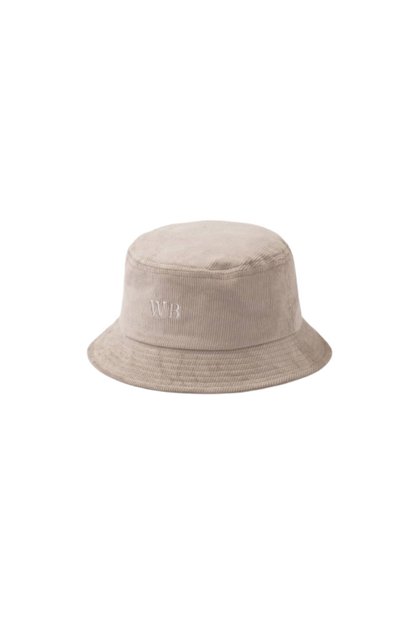 Will and Bear Perry Bucket Hat in Bone Men's Women's Corduroy Hemp Hat Front Image Loft
