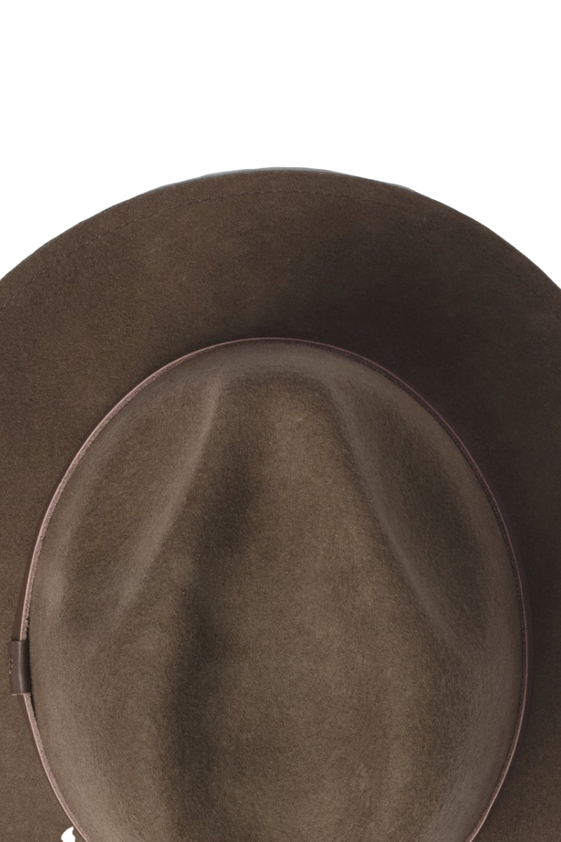 Will And Bear William Hat in Brown Mens Womens Wide Floppy Brim Fedora Australian Wool Detail Image